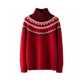 欧美跨境批发高级山羊绒费尔岛提花新年款圣诞节节日加厚毛衣