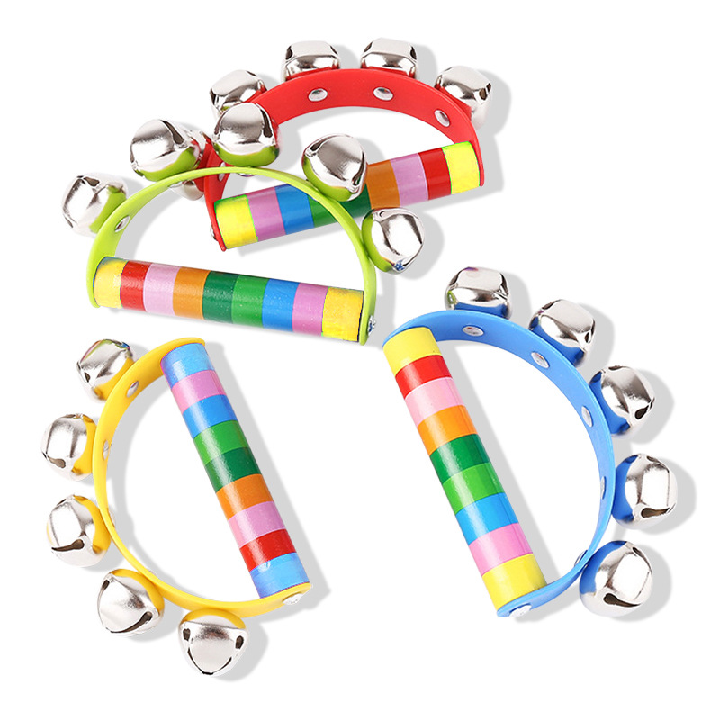 Mayorista de madera semicircular mano campana bebés ayuda educativa infantil música temprana percussión juguetes de caballo