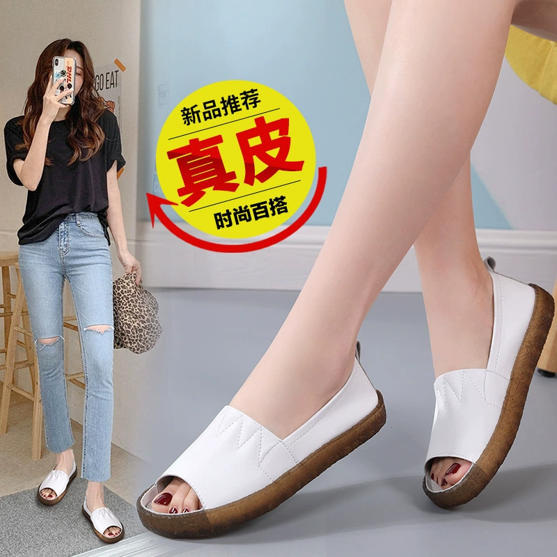 Женские римские сандалии 2025 года, летние, из натуральной кожи, в корейском стиле, с одним ремешком, модные сандалии с открытым носком, на плоской подошве, для женщин, обувь для мам