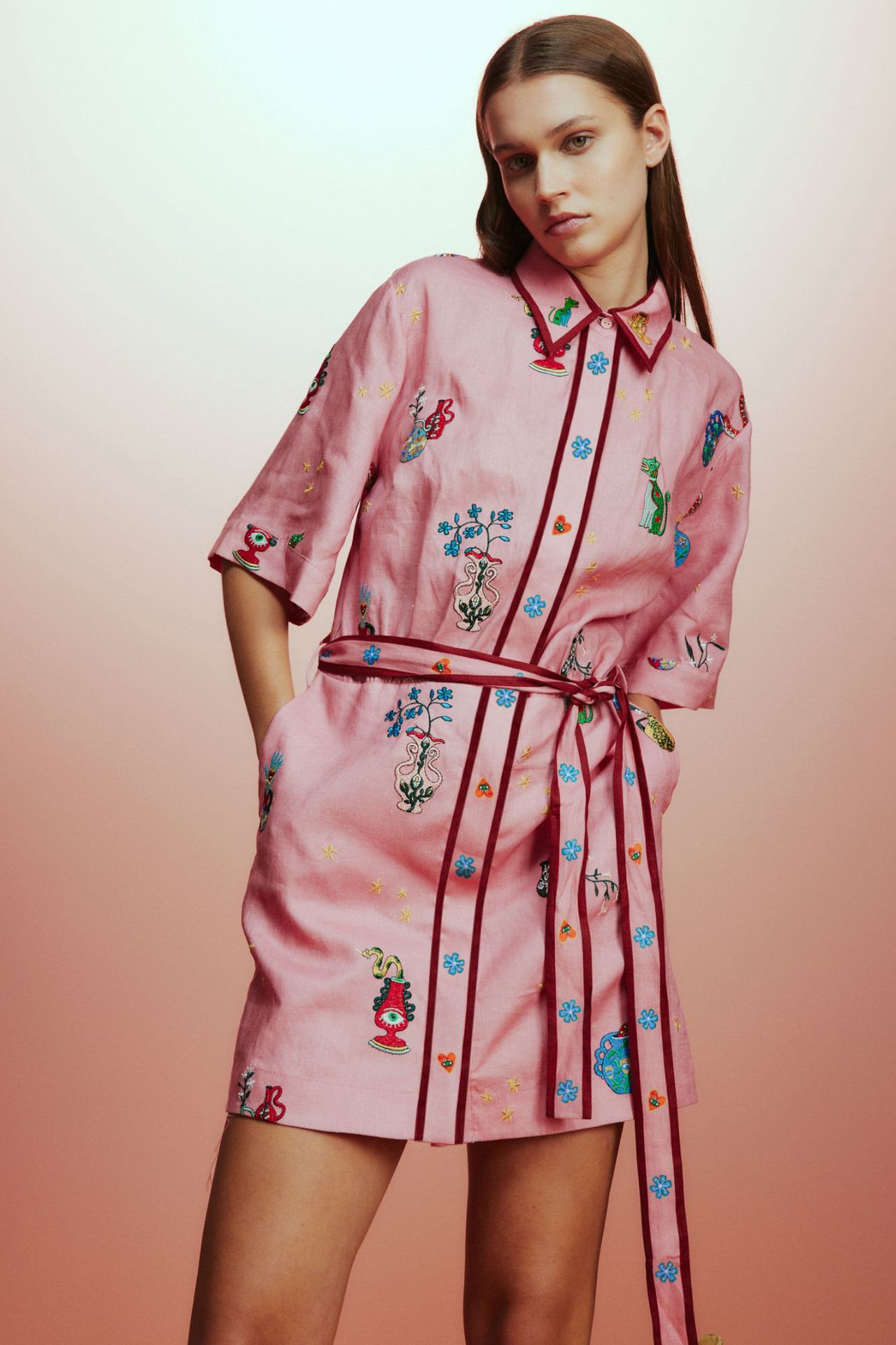 231g Weight Midi Dress Dress Length Type Wholesale Women's Casual Elegant Streetwear Flower Holiday Daily Selfie Shirt Collar Half Sleeve A- Line Skirt