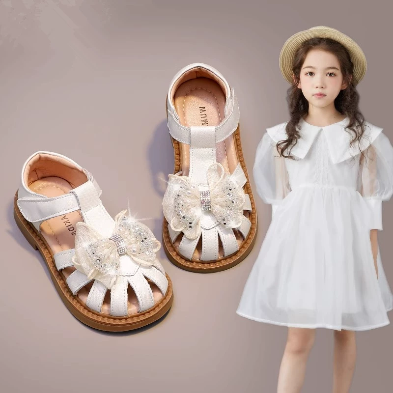 Обувь для девочек Детские хрустальные сандалии 2025 новый летний ребенок мягкое дно