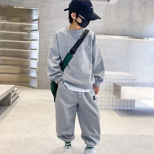 Children's spring and autumn  thin long-sleeved sweatshirt and sweatpants suit for older children and students, loose casual sports two-piece set