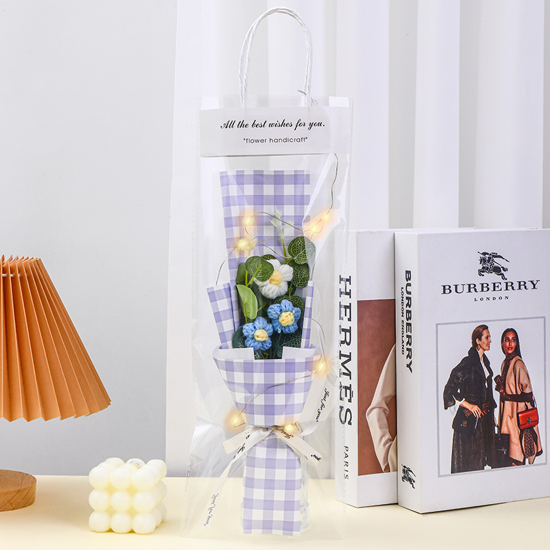 퍼프 꽃 3 꽃다발 [블루] 선물 가방