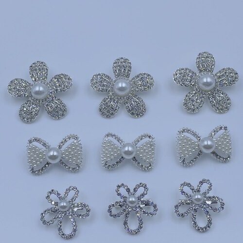 New Korean style simple flower bow brooch children's clothing DIY jewelry diamond brooch small fragrant style suit accessories