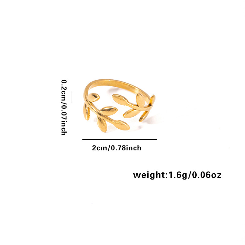 8g Weight 0.03µm Gold Plating Thickness Electroplated Gold Plating Process Golden Plated Plating Material Stone-Free Inlay Material Rings Classification 1 Piece Quantity Daily Occasion 201 Stainless Steel Material Leaf, Heart Shape Pattern Women's Gender Elegant Style Plating Craft Wholesale Jewelry Elegant Leaf Heart Shape Titanium Steel Open Rings 10