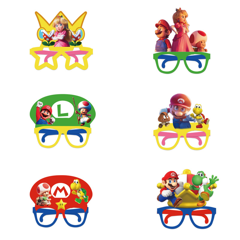 mario Party glasses paper mask mario Super Mary children birthday party props mario Party glasses paper mask mario Super Mary children birthday party props