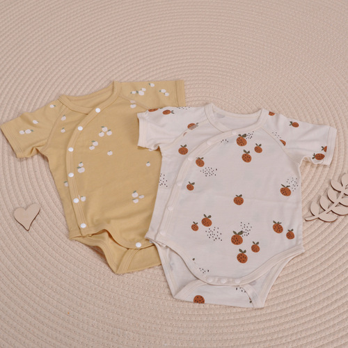 Summer Cooling Breathable Bamboo Fiber Short-Sleeve Thin Monastery Suit for Newborn Babies and Infants Boneless PJs