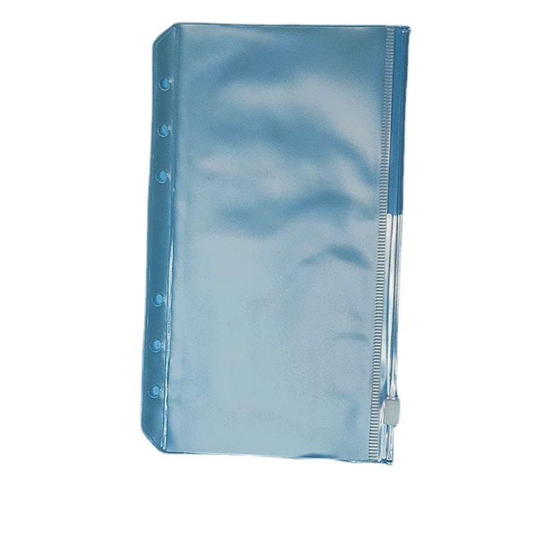 A6 bolsa de almacenamiento con cremallera de hojas sueltas libro de mano de recarga de hojas sueltas de PVC bolso de tarjeta de visita de factura transparente de pvc de 6 agujeros al por mayor