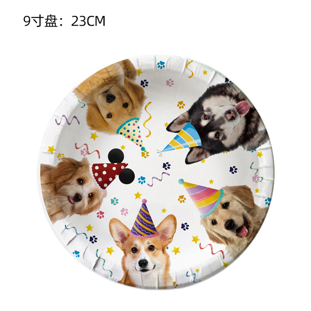 새로운 강아지 애완견 발톱 테마 생일 파티 식기 접시 컵 휴지 풍선 배경 천