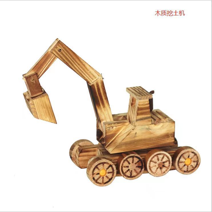 メーカー現物手作り玩具車模型消防車運搬車工事車観光地区木造工芸品バッチ|undefined
