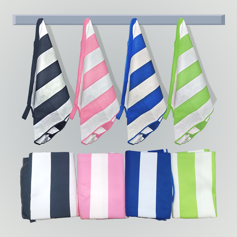 Foreign Trade Explosions Microfiber Double-sided Fleece Striped Beach Towel Shawl Bath Towel Swimming Towel Quick-drying Beach Towel