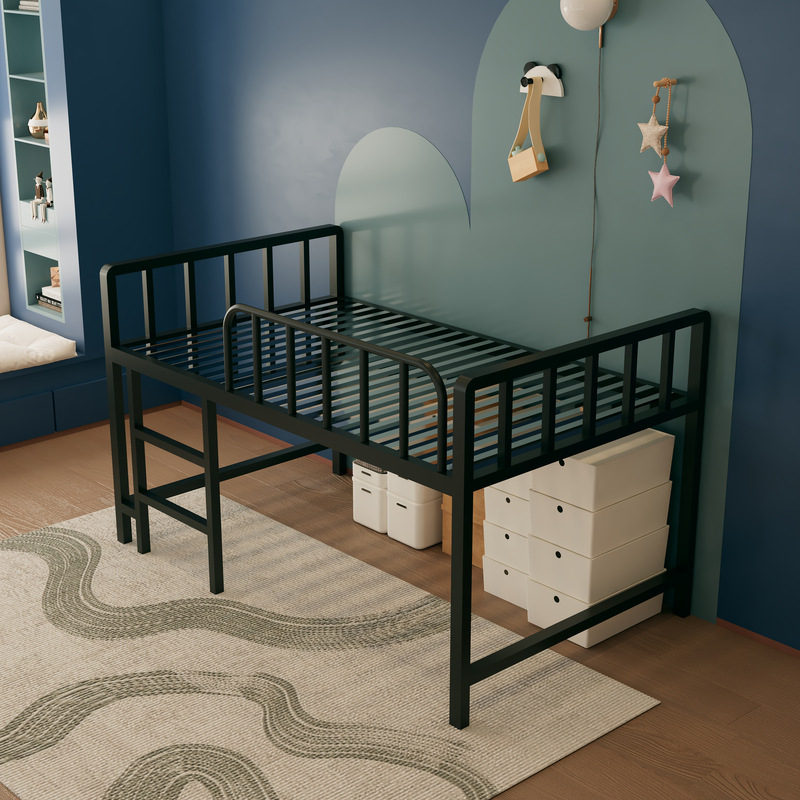 Black stainless steel half-height bed + 23 beams
