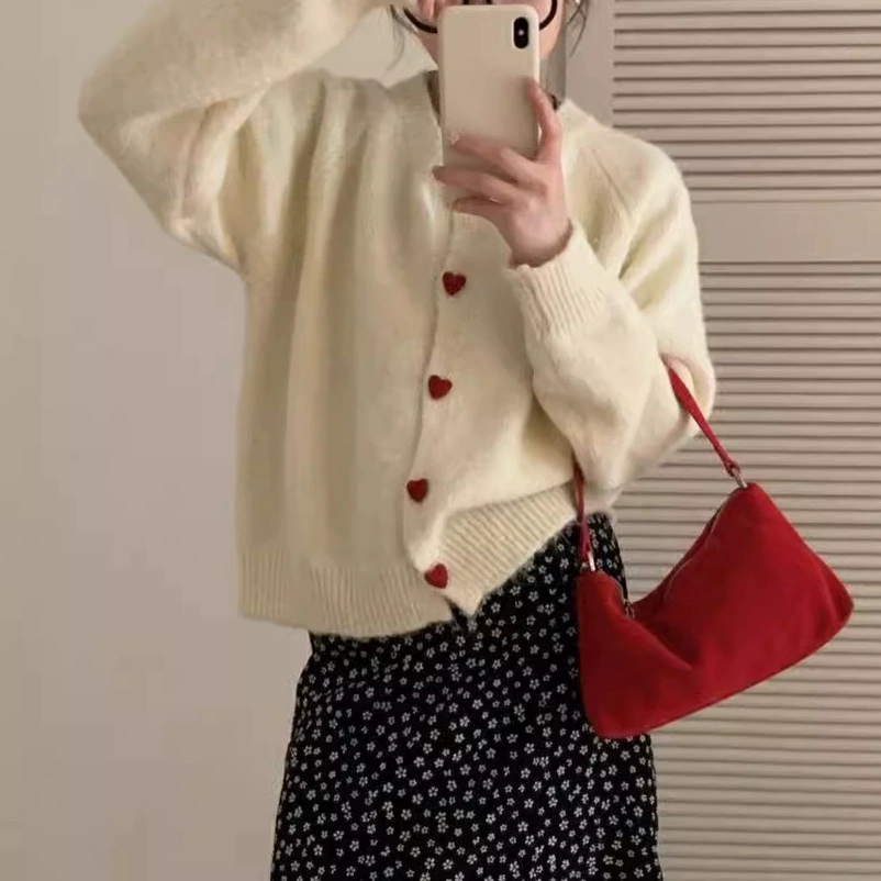 2024 осень и зима новая корейская любовь пряжка трикотажный кардиган женский ленивый ветер сладкий свитер минус пиджак