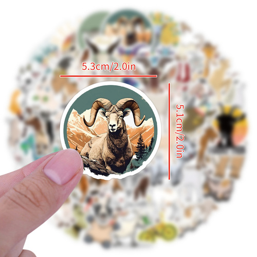60 cute cartoon goat doodle stickers for luggage, computer guitar skateboard waterproof cup decoration wall decals wholesale