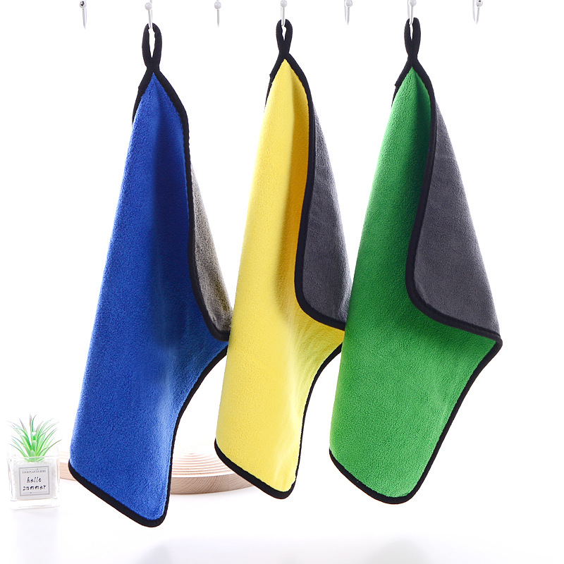 공장 맞춤형 산호 벨벳 자동차 닦는 수건, 미세 섬유 흡수성 양면 컬러 두꺼운 자동차 청소 수건, 로고 인쇄 가능