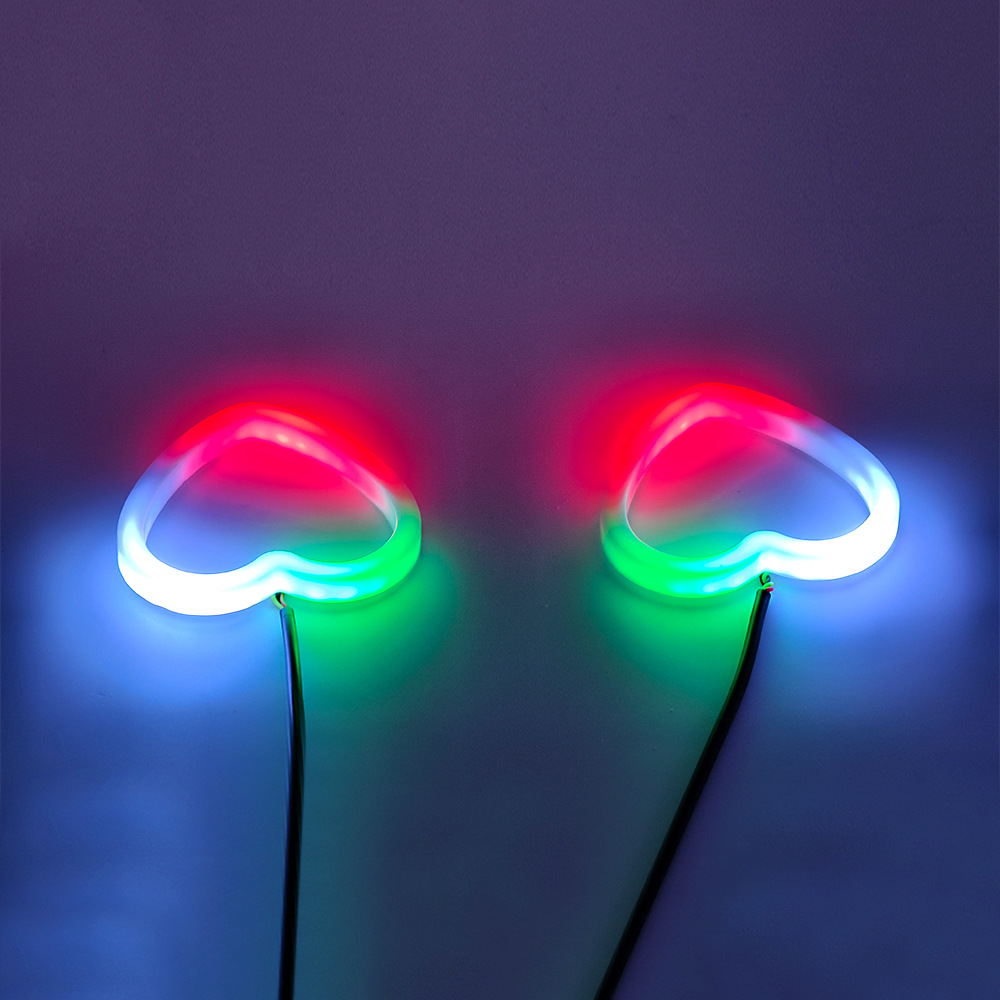New car LED headlights with heart-shaped fantasy angel eyes RGB dual-lamp APP control daytime running lights modification