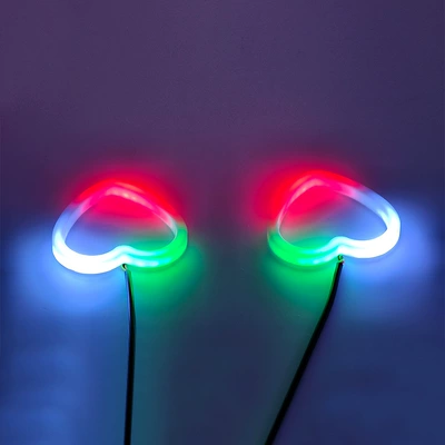 New car LED headlights with heart-shaped fantasy angel eyes RGB dual-lamp APP control daytime running lights modification (Gündüz işıqları) - symphony-app-one-for-two