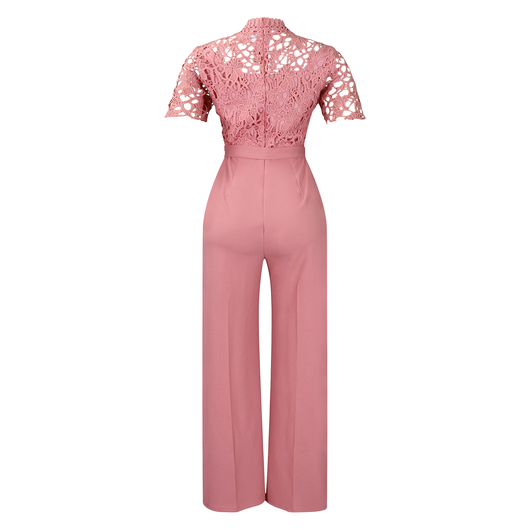 546g Weight Short Sleeve Sleeve Length Polyester Fabric Type High Waist Waist Line Jumpsuits Pants Type Daily Occasion Loose Fit Type Solid Color Pattern Summer Season Women's Gender Lace Design Casual Style Women's Daily Casual Solid Color Lace Jumpsuits 35