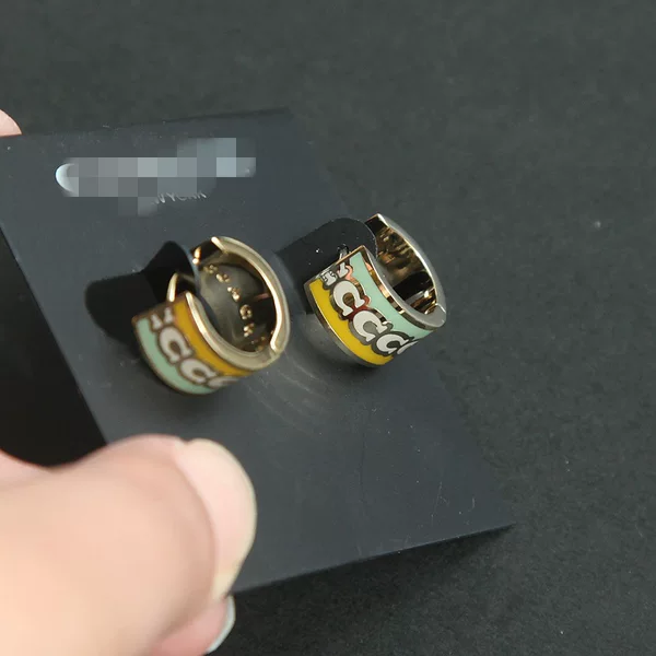 Daily Accessories C Series Simple Commuting Style Yellow-Green Mixed Color Enamel Glaze C Letter Hoop Earrings for Women