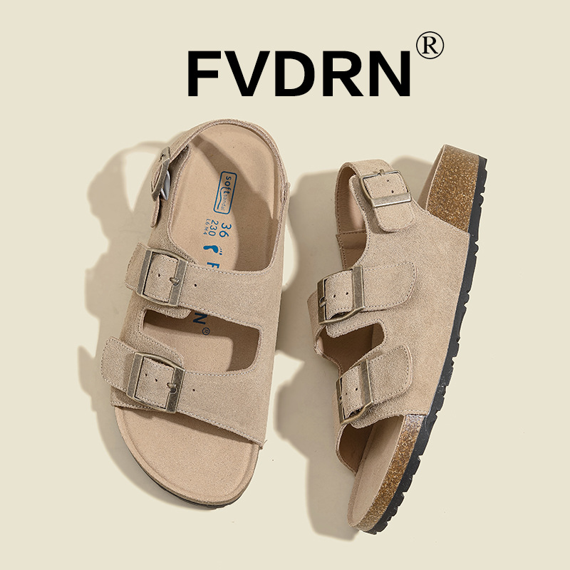 Todo cuero ~ Buckener plataforma zapatos de mujer 2025 verano nuevo estilo Velcro vintage zapatos romanos sandalias Boken