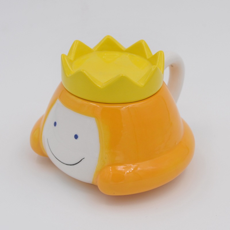 Taza de princesa creativa de cerámica Taza de corona Taza de dibujos animados 3D Taza de diversión para niños Taza de café