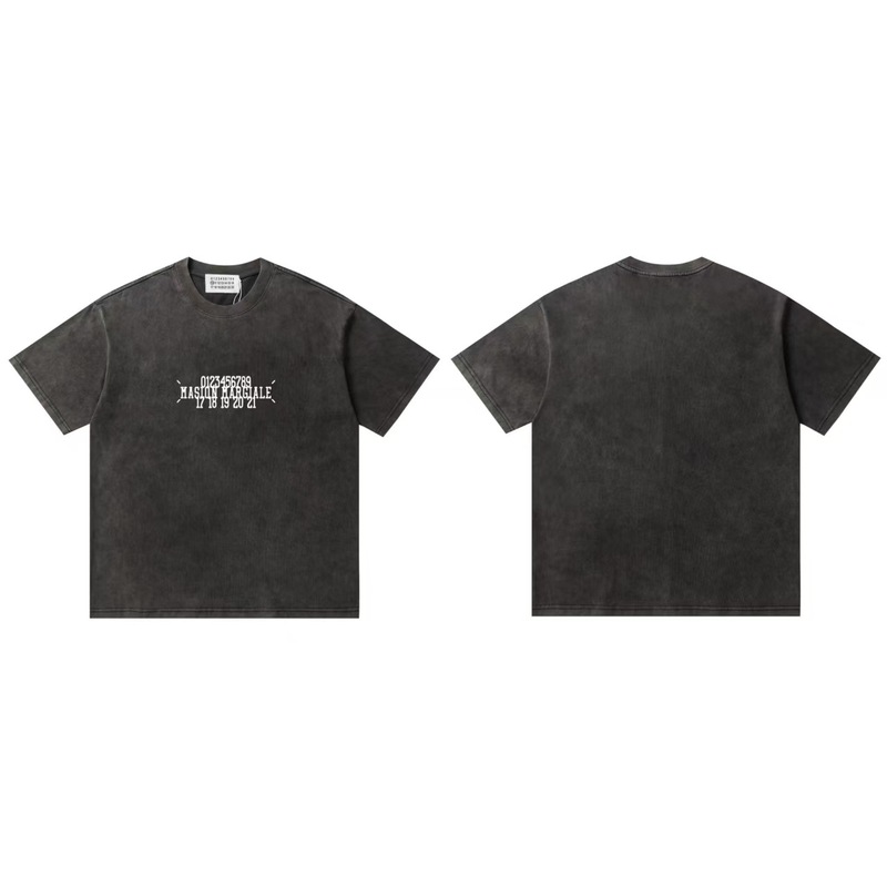 クロスボーダーファッションラグジュアリーマルジェラウォッシュプリントユニセックスルーズカジュアル万能半袖Tシャツドロップシッピング|undefined