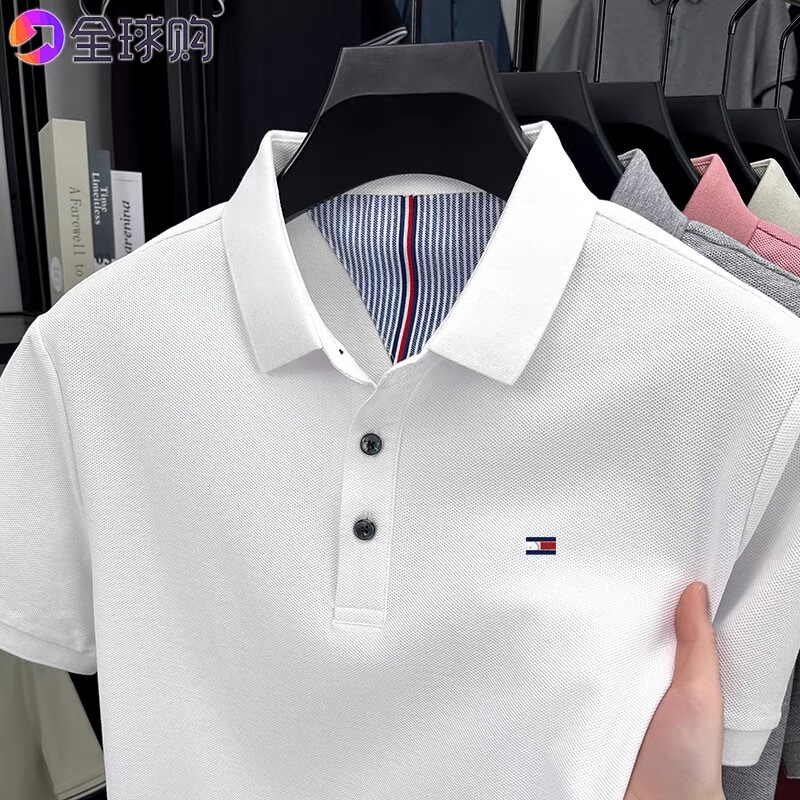 genuine goods Tommy Short-sleeved T-shirt Men's Summer New Cotton Lapel Top Non-ironing All-match Polo Shirt
