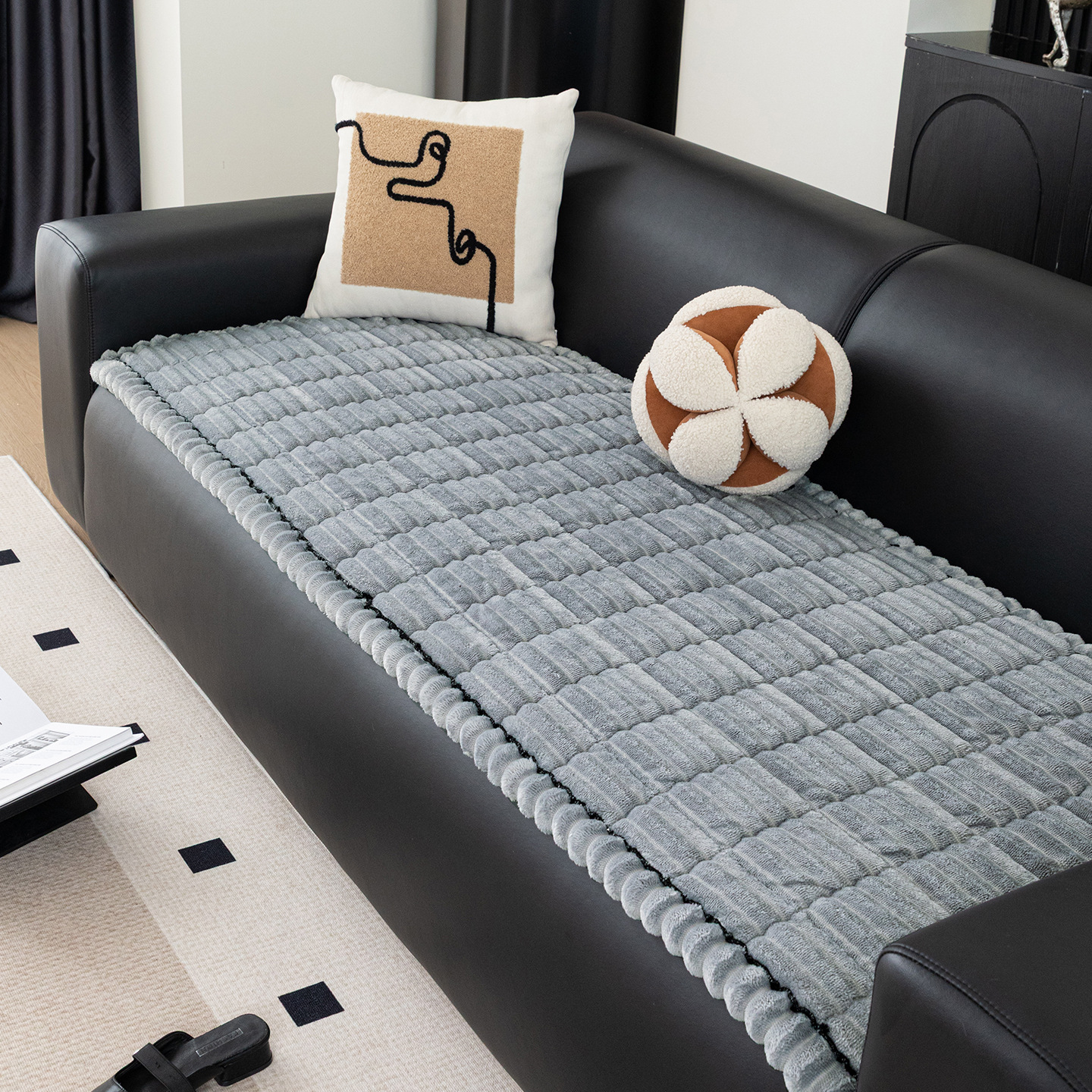 Almohadilla de sofá de terciopelo de sueño - gris claro