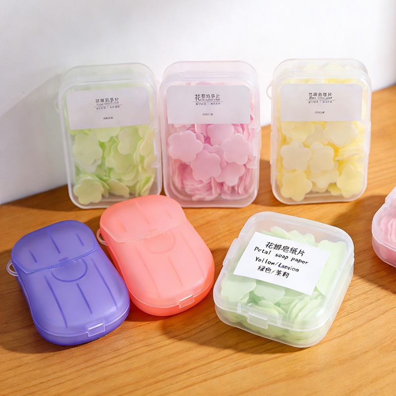 Pastillas de jabón desechables en caja, portátiles, para viajes al aire libre