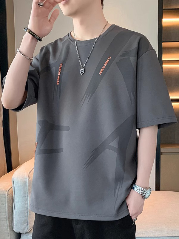 Short-Sleeved T-Shirt for Men, Summer Trendy Brand, Ice Silk Thin Half-Sleeved T-Shirt for Boys, 2026 New Style, Round Neck, Large Size Top