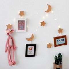Solid wood hook star moon wall-mounted punch-free coat hook creative decoration children's room door handle coat hook