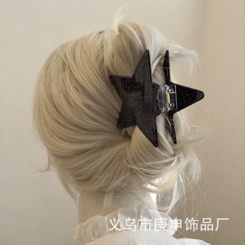 Клипса- Hair claw clip (BUSAN) пятиугольник/звезда, блестящая или глянцевая отделка, стиль Y2K для детей