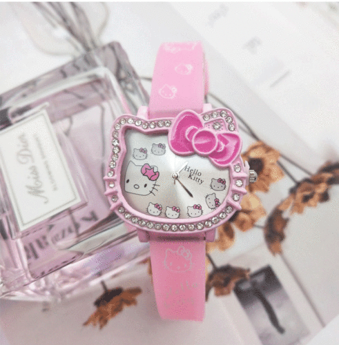 New Product Cat Head Children Girls Cartoon Girl Student Electronic Watch Silicone Strap Scratching Machine Toy Gift