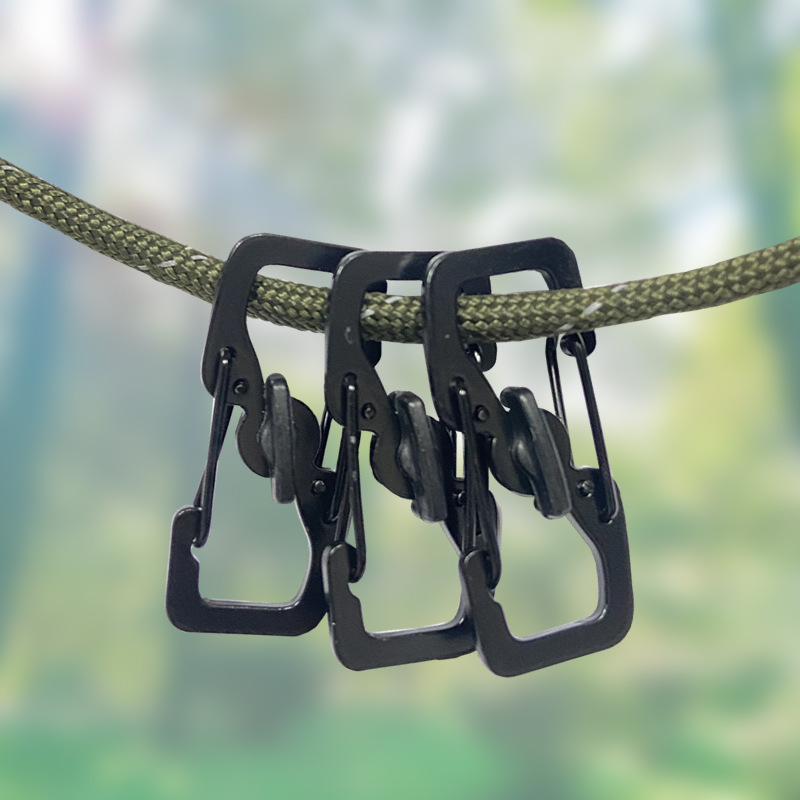 Mini Lockable Square Figure-Eight Buckle S-Shaped Iron Carabiner for Bags, Zipper Anti-Theft Small Outdoor Double-Headed Hook