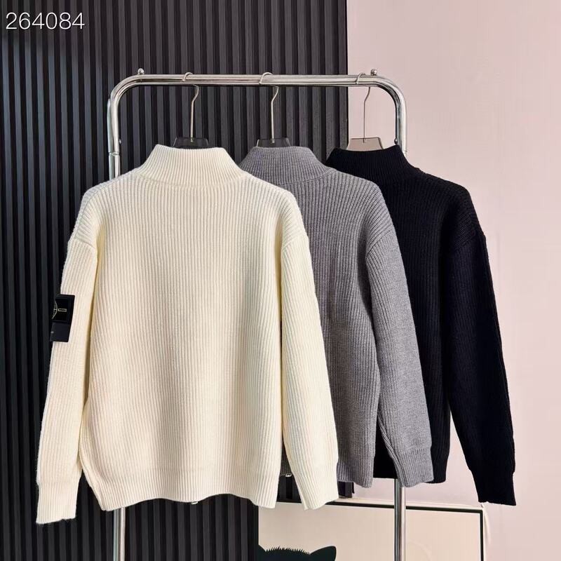 Cross-Border Stonesland Stone Island Zip-Up Stand Collar Sweater Versatile Simple Unisex Style Knitwear Island Cross-Border Stonesland Stone Island Zip-Up Stand Collar Sweater Versatile Simple Unisex Style Knitwear Island
