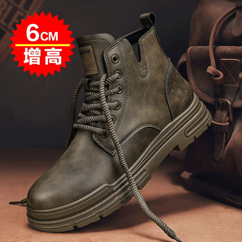 Martens, demi-season high footwear English style for leisure for leather shoes, brown low boots