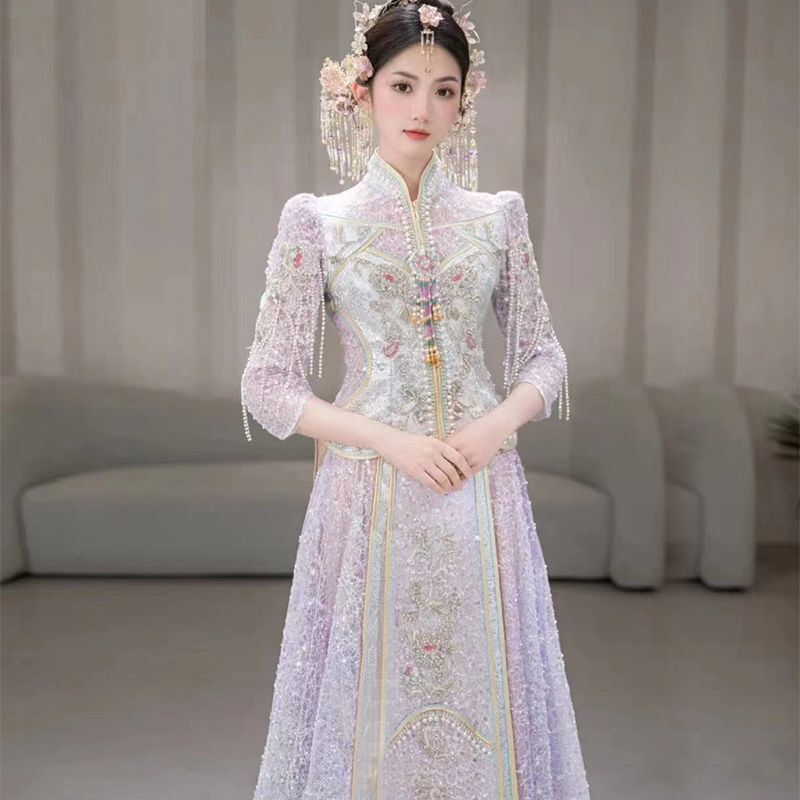 秀禾服新娘小个子结婚嫁衣中式婚礼敬酒服龙凤褂出阁服秀和薄款|undefined