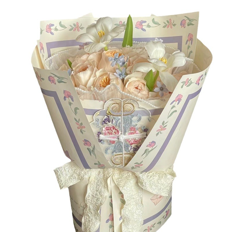 Día de la Madre nueva tela china bordado parche bordado bordillo hebilla hecha a mano DIY material paquete de estilo chino ramo decoración