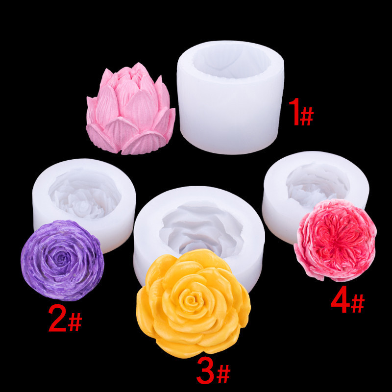 Simulación tridimensional flor molde de silicona creativo hecho a mano jabón aromaterapia vela molde accesorios para hornear