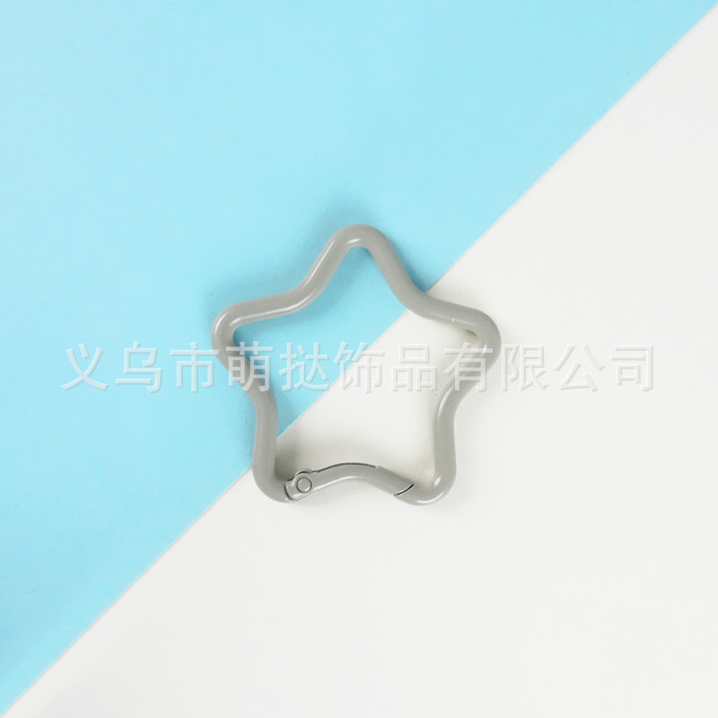 马卡龙彩色烤漆合金五角星钥匙扣糖果色背包外挂挂钩diy饰品配件|undefined