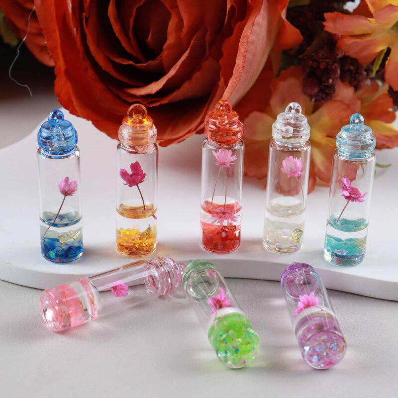 Dried Flower Glass Bottle Wish Bottle Handmade Mini Pendant Keychain Bracelet Pendant Material Eternal Flower Drifting Bottle