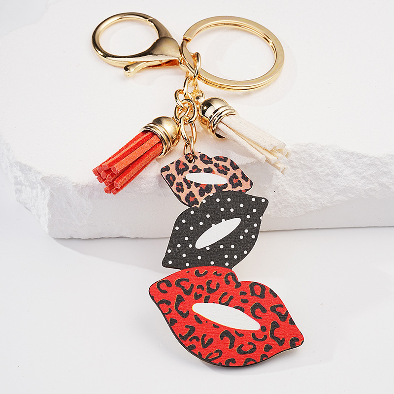 Simple Style Lips Tassel Metal Women's Bag Pendant Keychain display picture 4