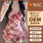 少女新款显瘦格子游泳衣