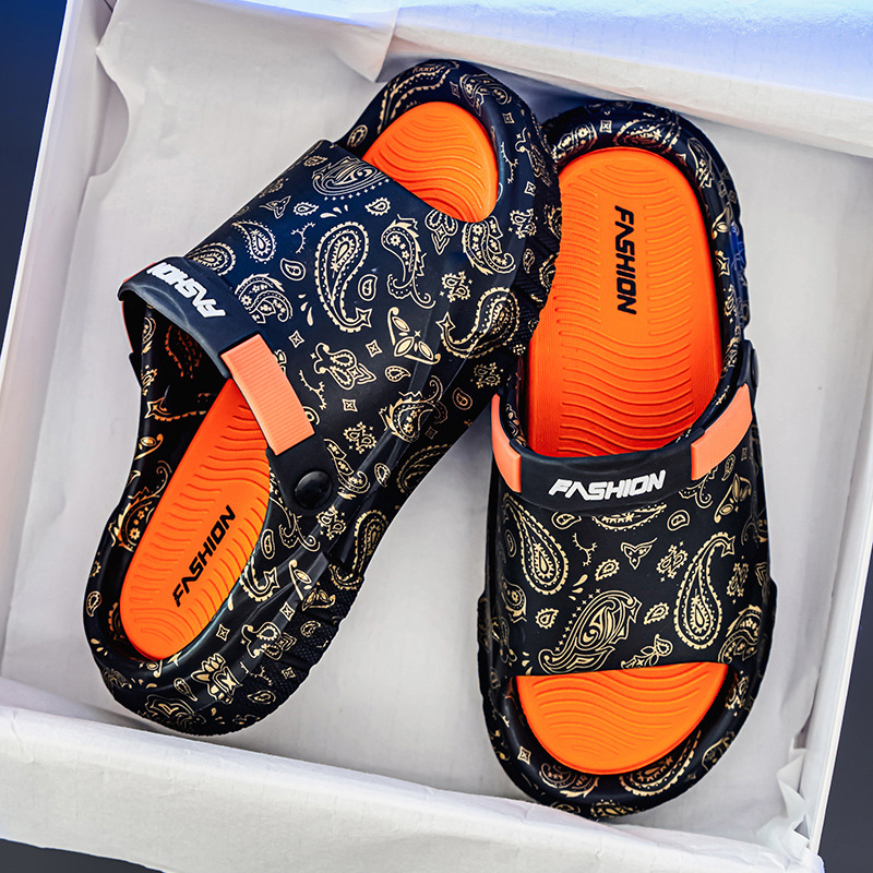 Pantuflas antideslizantes para hombre verano talla grande 47 ropa exterior impresión EVA para hombre pisando mierda sandalias y pantuflas deportivas para hombre