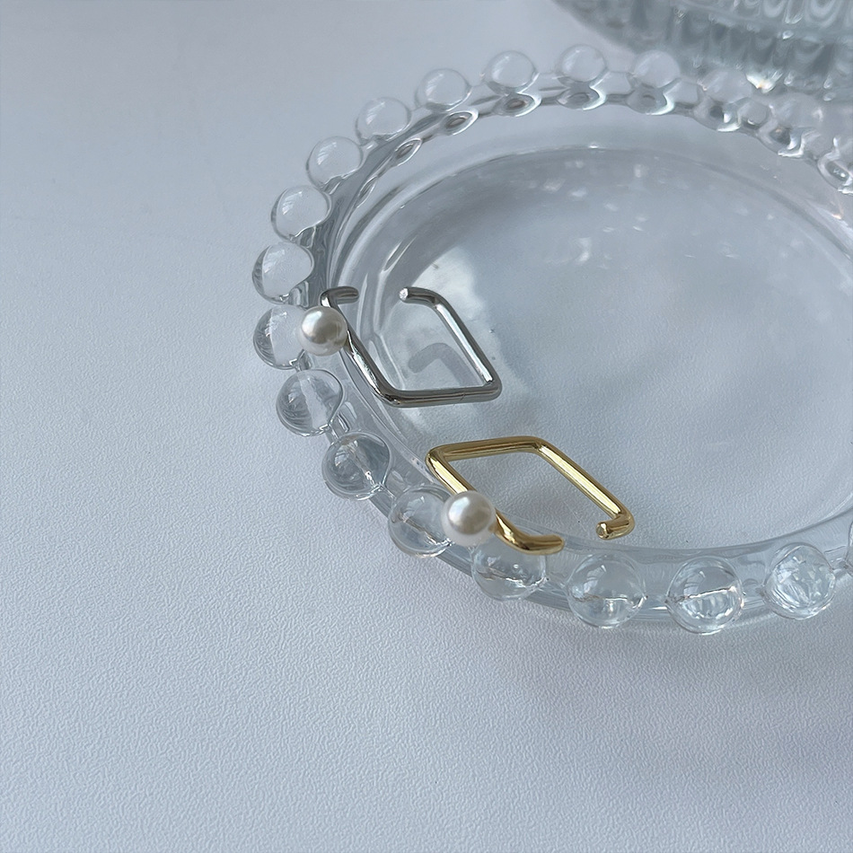 Simple Style Geometric Copper Artificial Pearls Open Ring