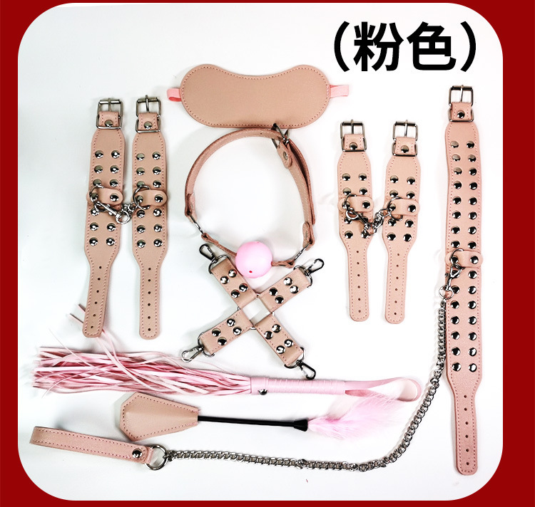 Jiuai SM Bondage Set 9-Piece Leather Restraint Kit with Collar and Mouth Ball — detail image 13
