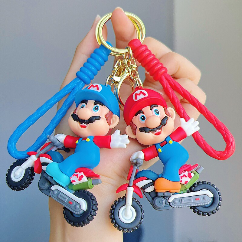 Motorcycle Super Mario Keychain Pendant Cartoon Cute Mario Keychain Pendant Doll Machine Wholesale