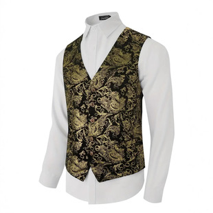 Cross-Border Foreign Trade New Hot Stamping Printed Vest European and American Banquet Performance Dress Fashionable Men's Suit Vest
