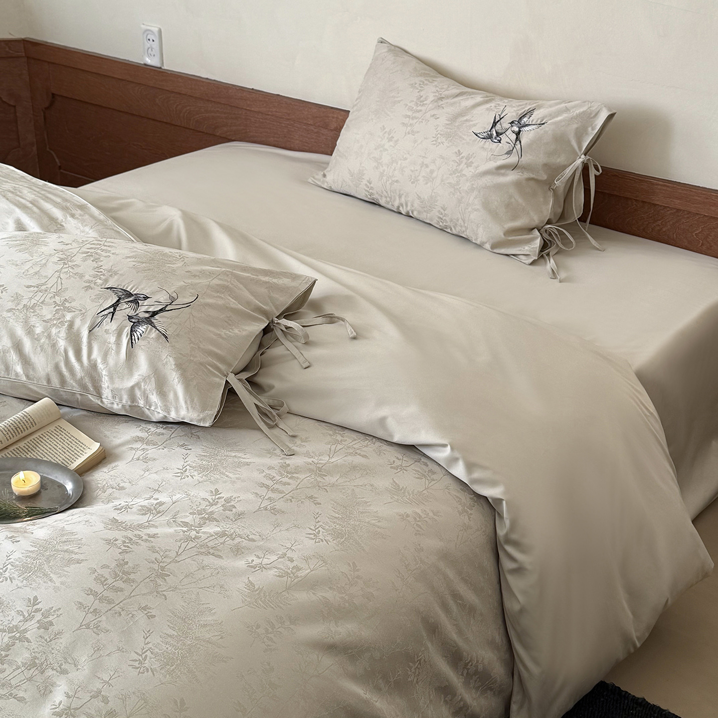 100 nuevos chinos de algodón largo algodón jacquard cuatro piezas simple bordado algodón puro edredón cubierta cama sombrero lujoso cama ligera