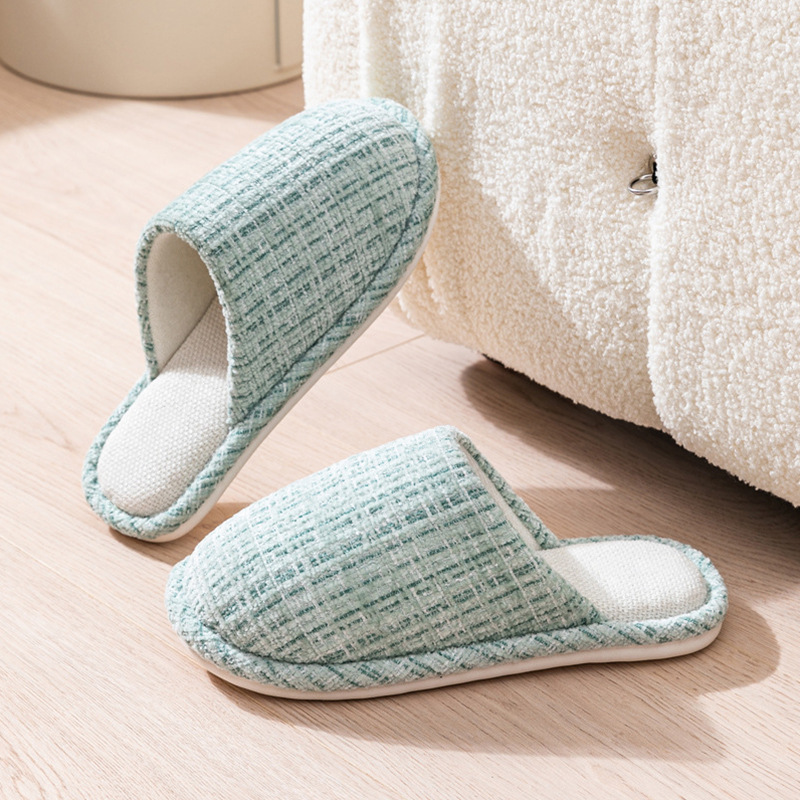 夏日本リネンスリッパ女性の新しい小さな香りホームスリッパホーム四季サイレントホームスリッパ屋内